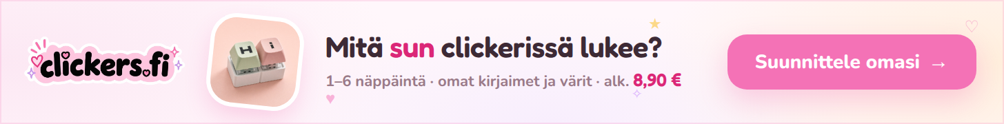 clickers.fi – Mitä sun clickerissä lukee? 1–6 näppäintä, omat kirjaimet ja värit, alk. 8,90 €